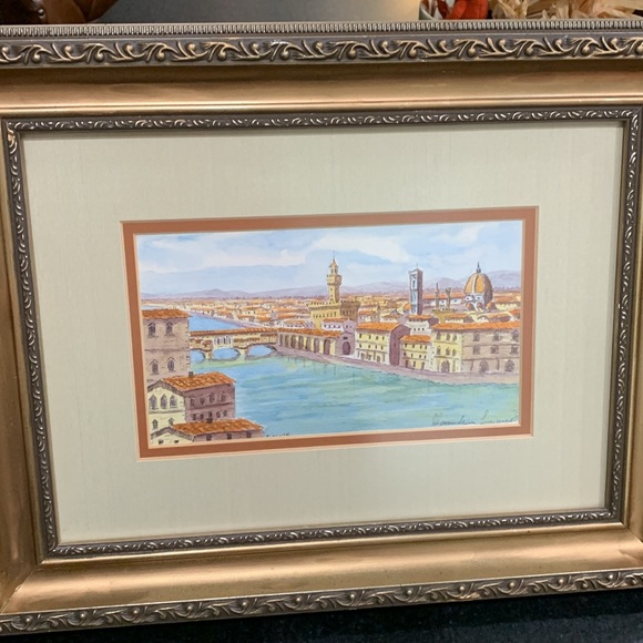 Framed original watercolor Firenze Florence Italy Ponte Vecchio - Picture 6 of 9